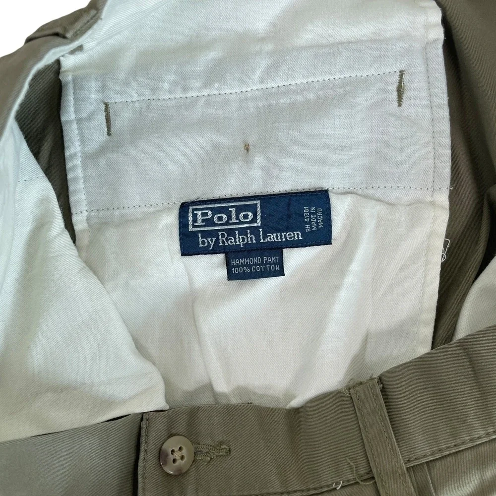Polo Ralph Lauren Hammond Pleated Chino Pants Mens‎ 35x30 Brown Cuffed Cotton
